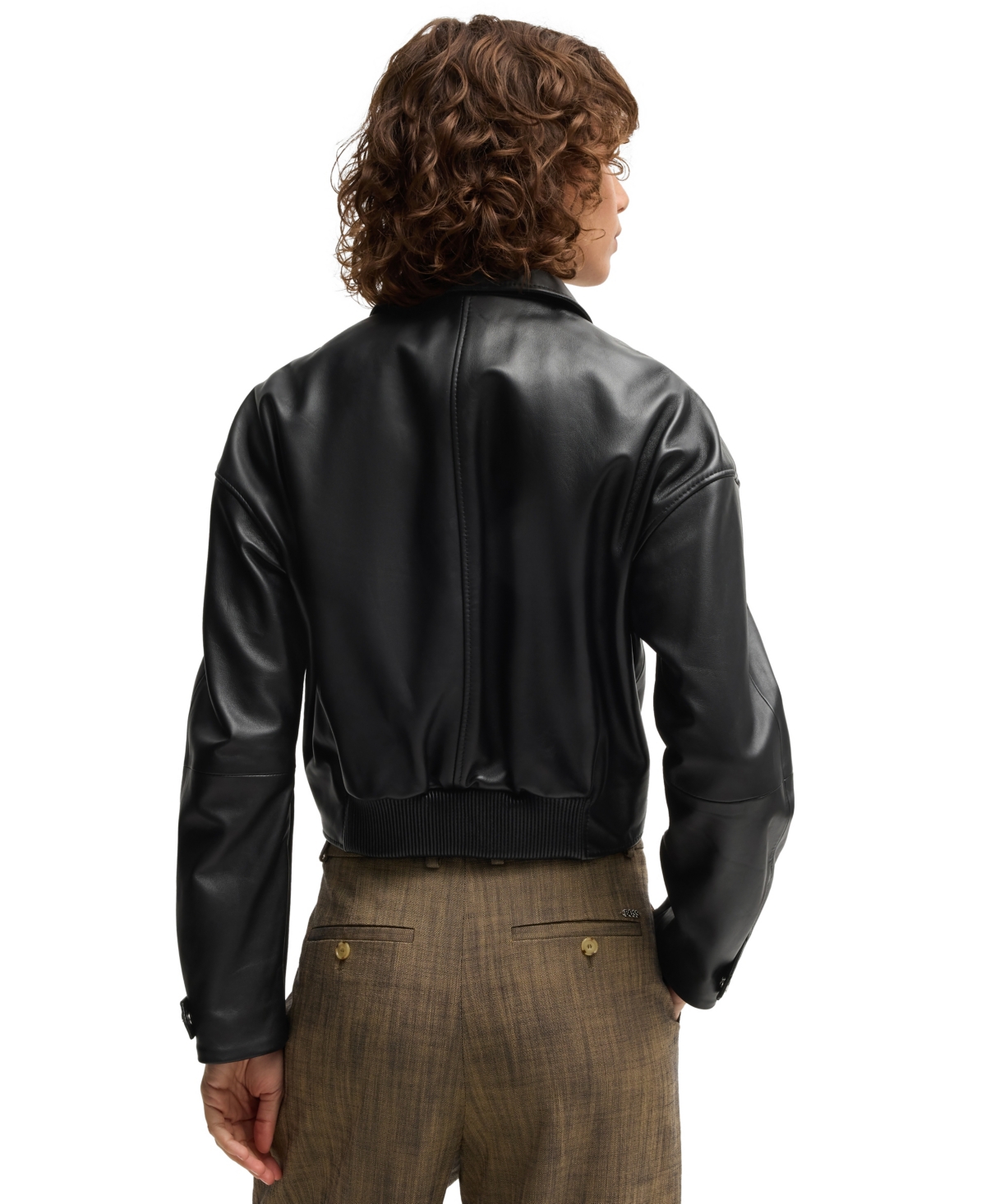 Hugo Boss Boss By  Women's Cropped Leather Jacket In Black
