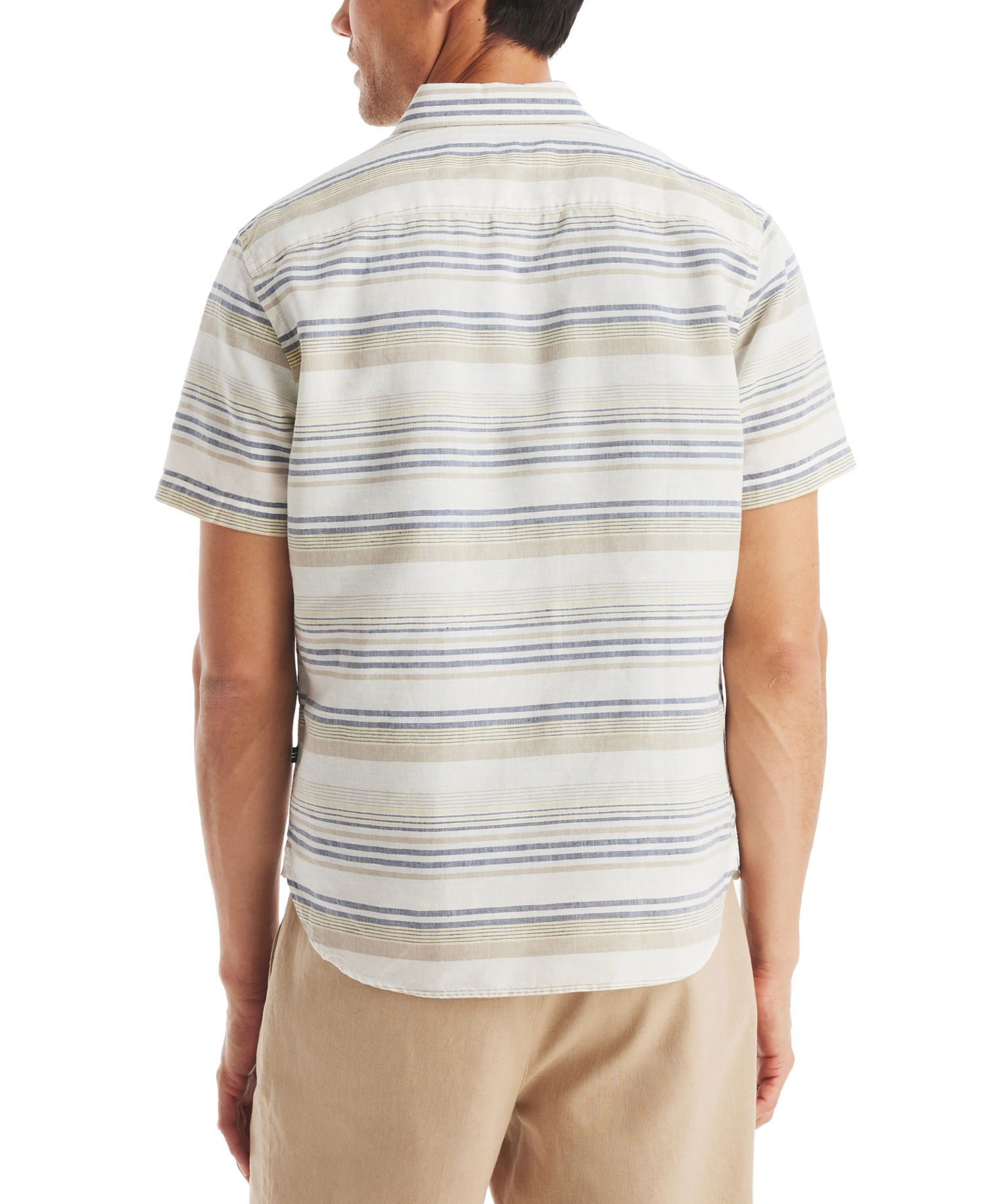 Men's Linen-Blend Stripe Short-Sleeve Shirt