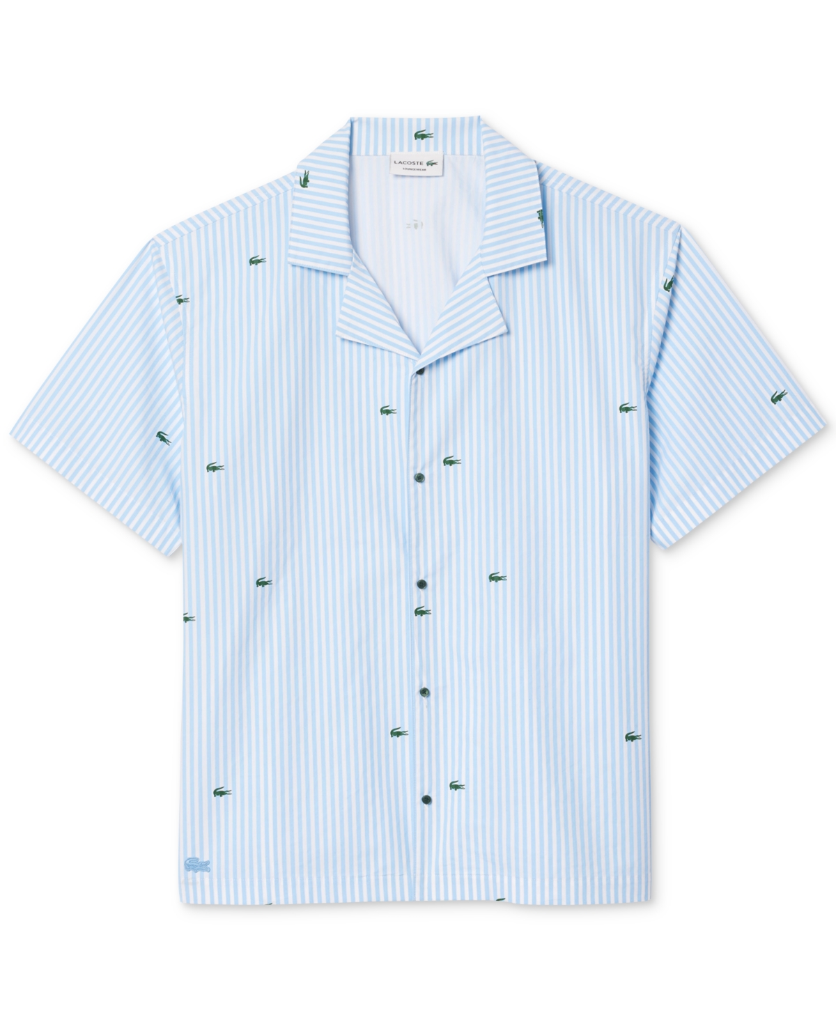 Men's Loungewear Short Sleeve Button-Front Pajama Top - Overview/white-green
