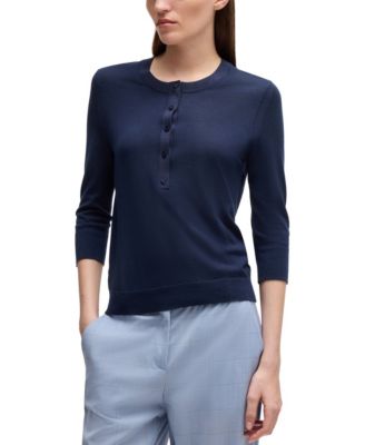 Women's Merino Wool Henley Sweater