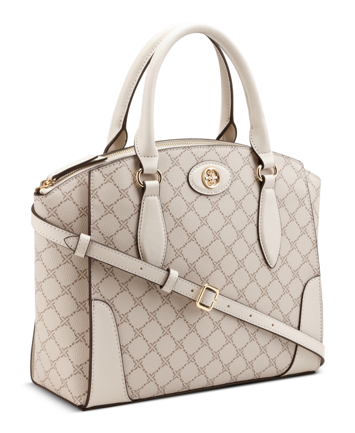 Nine West Women's Innes Satchel Bag In Mushroom Logo Milk