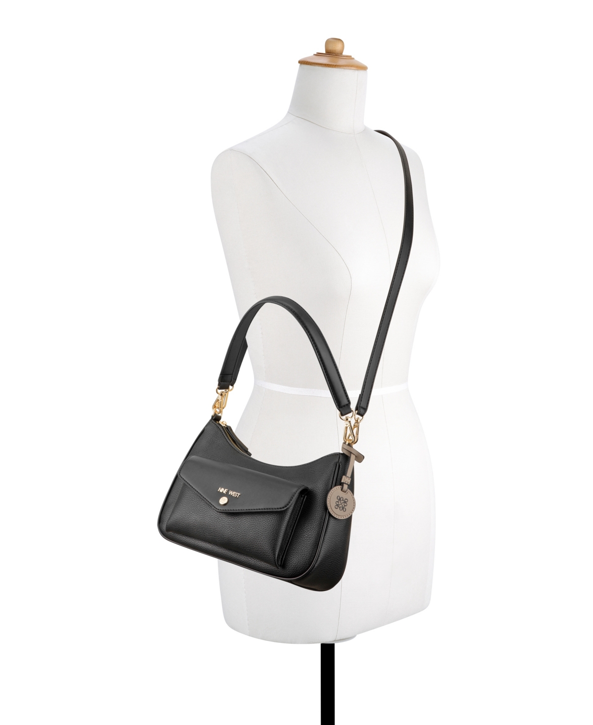 Shop Nine West Caireann Medium Shoulder Bag In Black