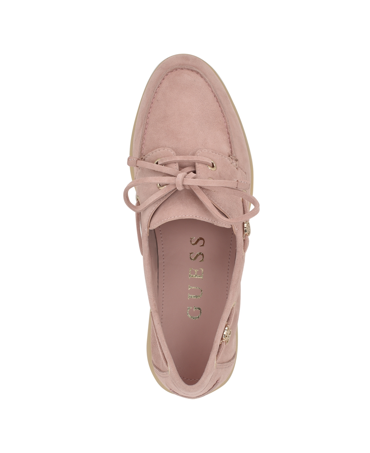 Guess Women's Yomaya Charms Boat Shoe Loafers In Light Pink Suede