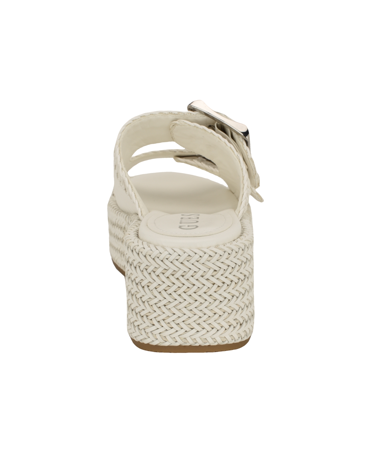Guess Women's Binks Double-buckle Woven Platform Wedge Sandals In Ivory