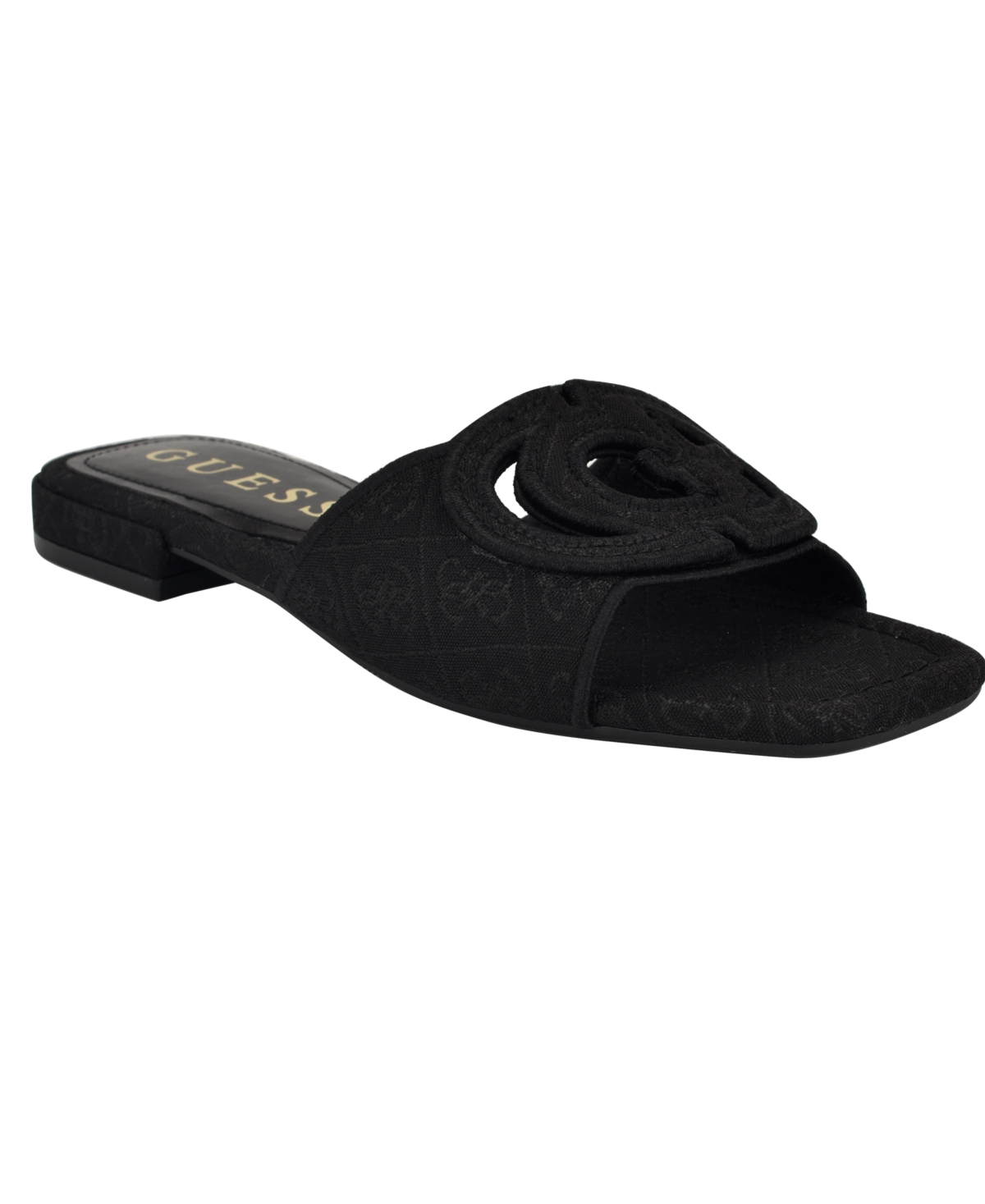 Guess Women's Tarishae One Band Quattro-g Slip On Flat Sandals In Black Logo