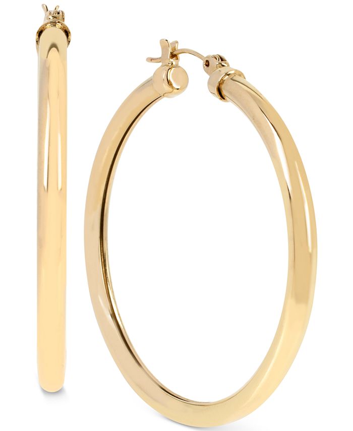 Hint of Gold - Tube Hoop Earrings in 14k Gold over Sterling Silver