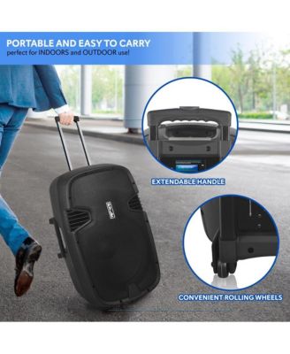 Portable Bluetooth PA Speaker System with Rechargeable Battery, UHF Microphones, MP3/USB/SD Readers, FM Radio, 12” Subwoofer (1000W)