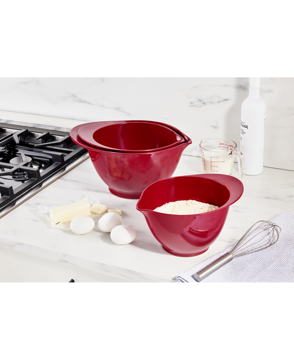 Macy's The Cellar Melamine Batter Bowls, Set Of 3, Exclusively At  In Red