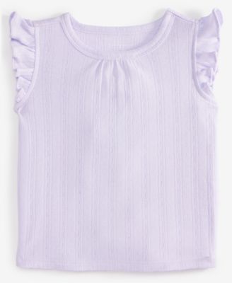 First Impressions - Baby Girls Solid Flutter-Sleeve Top
