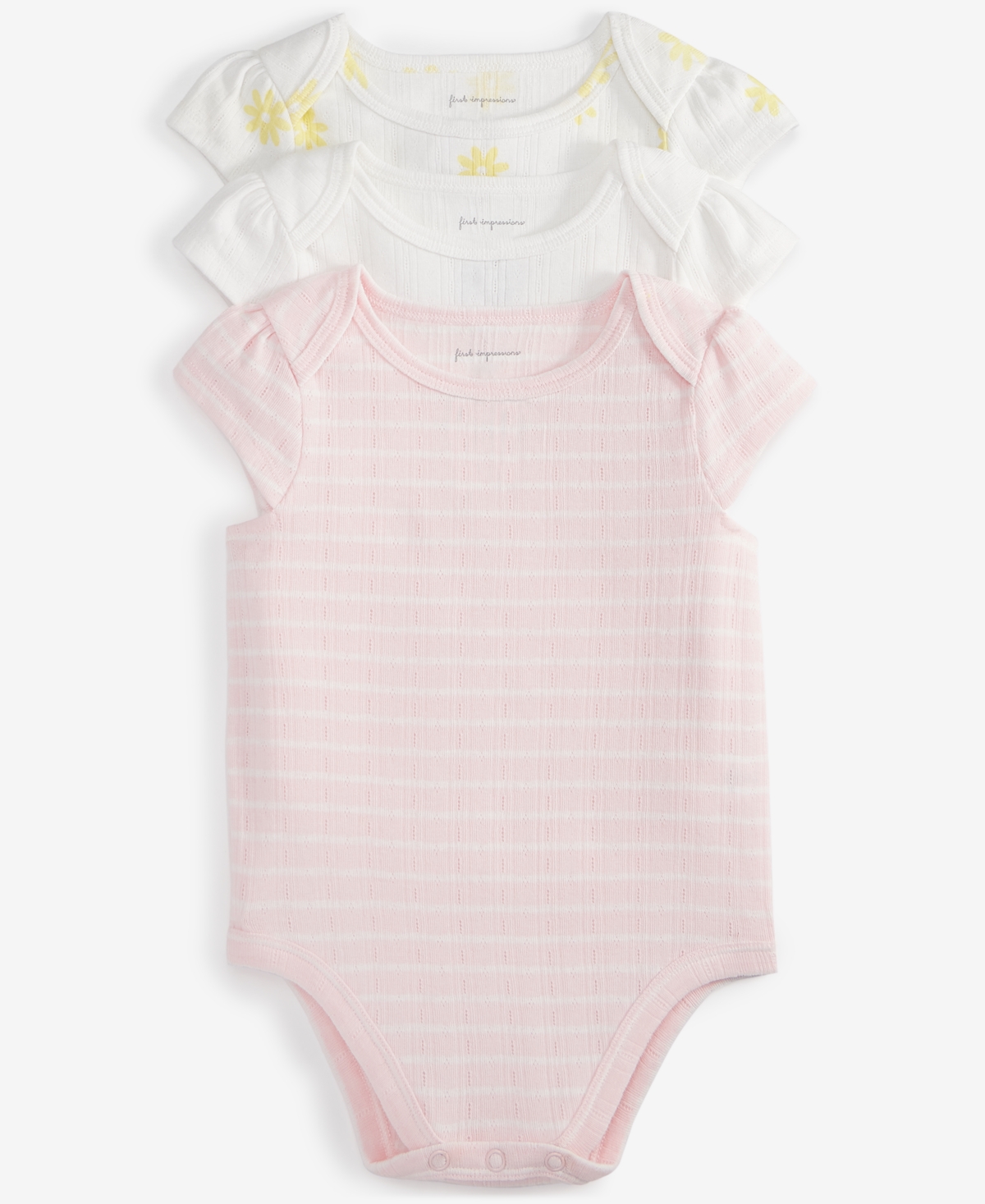 First Impressions Baby Pointelle Bodysuits, Pack Of 3, Exclusively At Macy's In Angel Whit