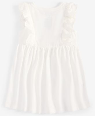 Baby Girls Solid Eyelet-Flutter Dress, Exclusively at Macy's