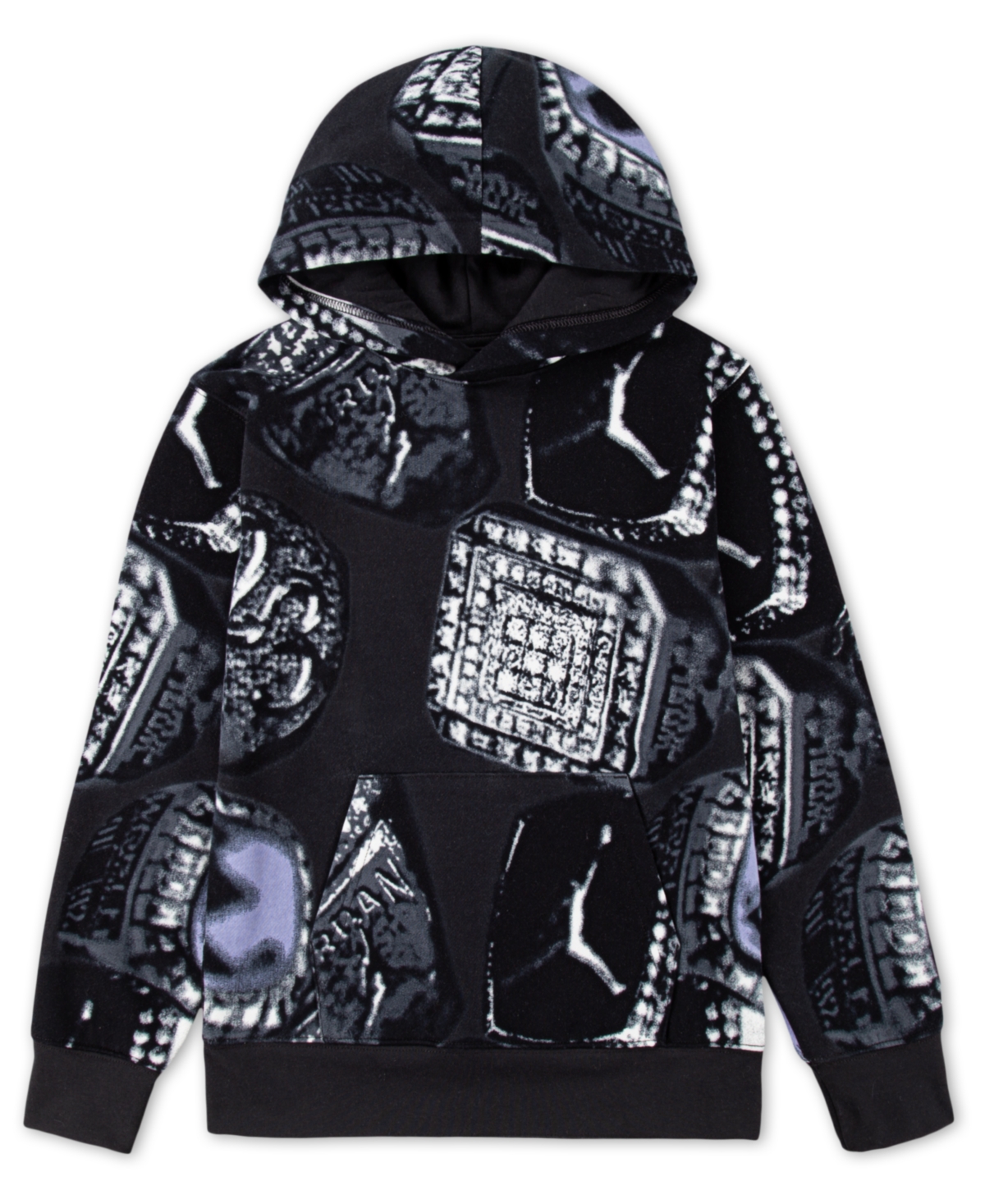 Jordan Mvp Big Kids' Fleece Printed Pullover Hoodie In Off Noir