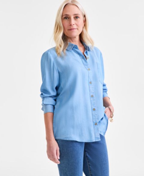 Женская рубашка Style & Co Chambray Button-Up Perfect, цвет: Варёный
