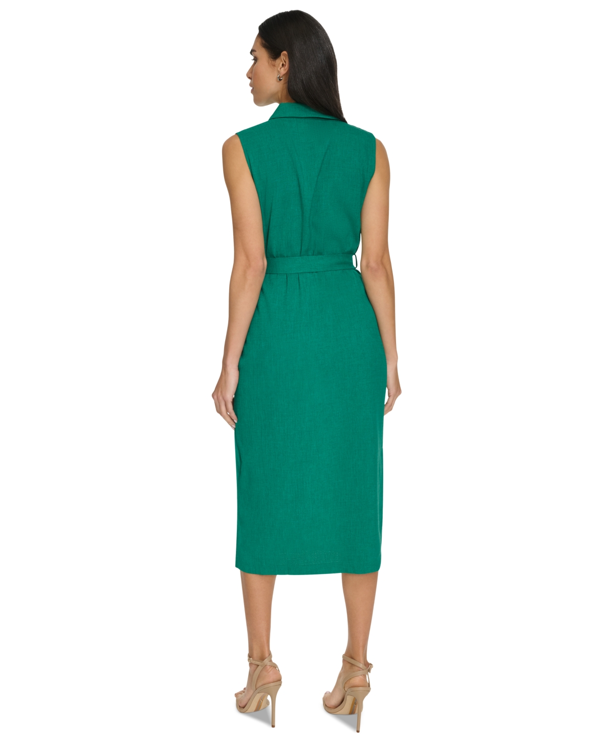 Shop Calvin Klein Women's Belted Button-front Sheath Dress In Meadow