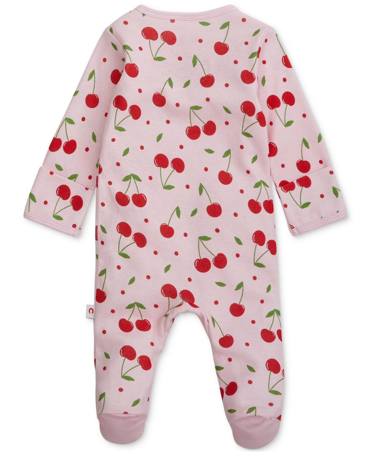 Easy Magnetic Close Baby Cotton Magnetic Footed Coverall In Cherrific,pink