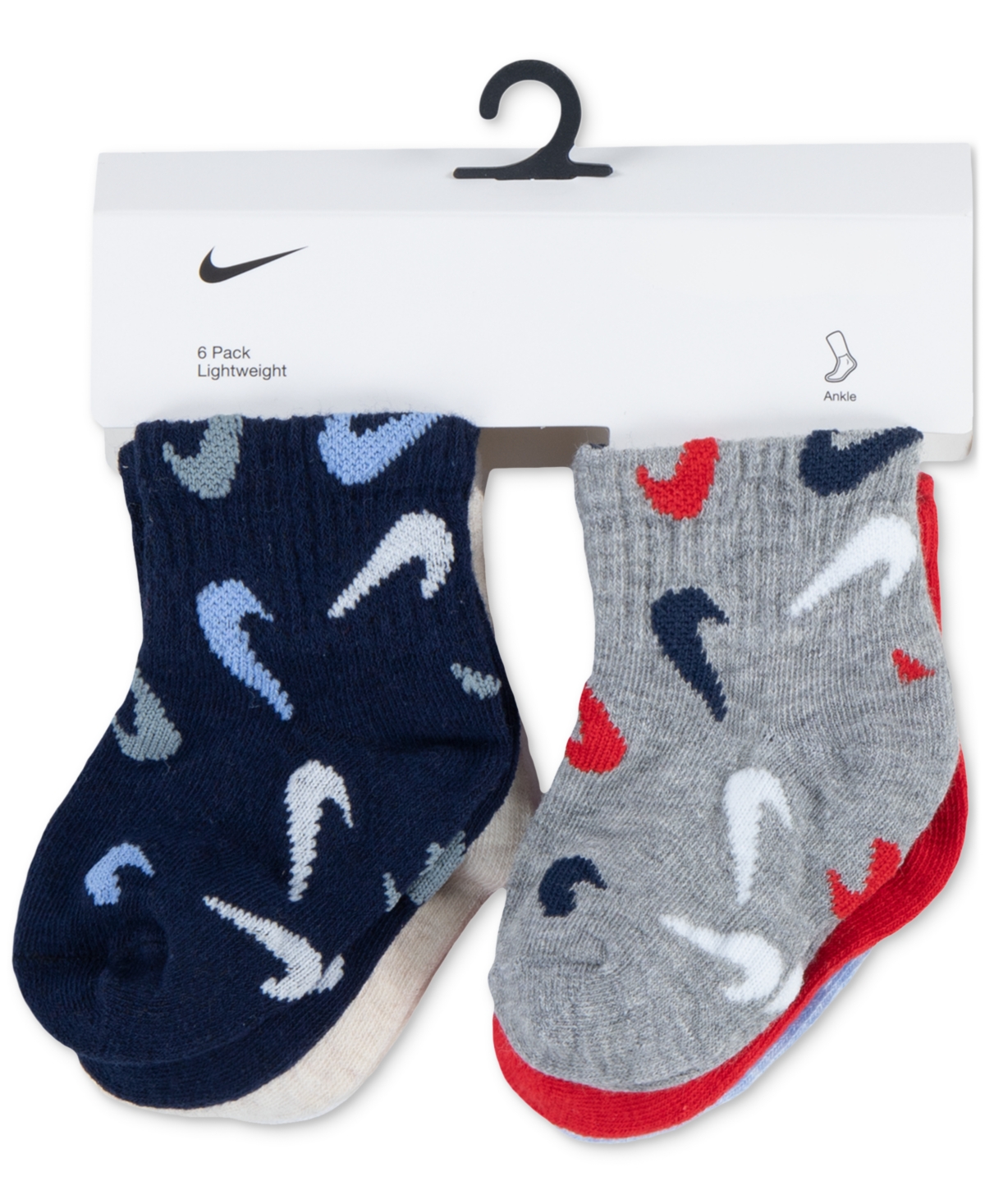 Nike Baby And Toddler Swooshfetti Ankle Socks, Pack Of 6 In Dk Grey