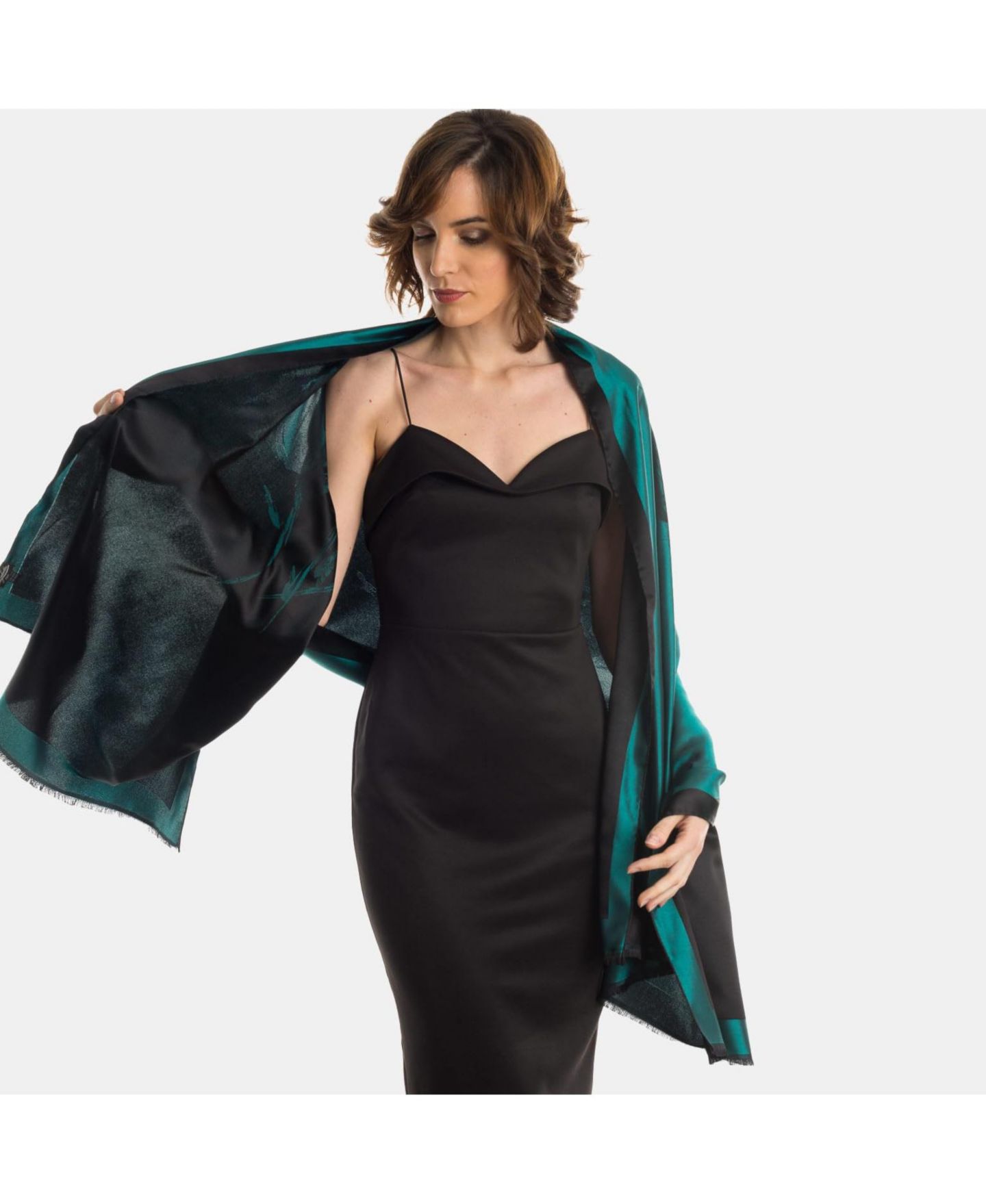 Женский шарф Elizabetta Fortuna - Silk Scarf/Shawl for Women, цвет: Изумрудный зелёный — фото 4