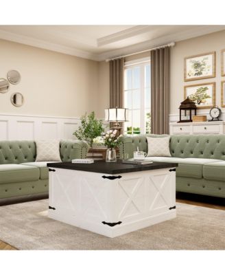 Square Coffee Table with Hidden Storage & Hinged Lift Top for Living Room