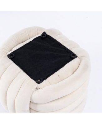 Chenille Fabric Modern Knot Design Ottoman, Comfortable Footstool for Living Room and Bedroom