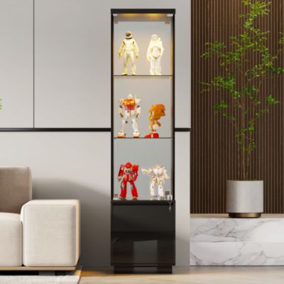 69" Corner Display Cabinet with Glass Doors & Motion LED