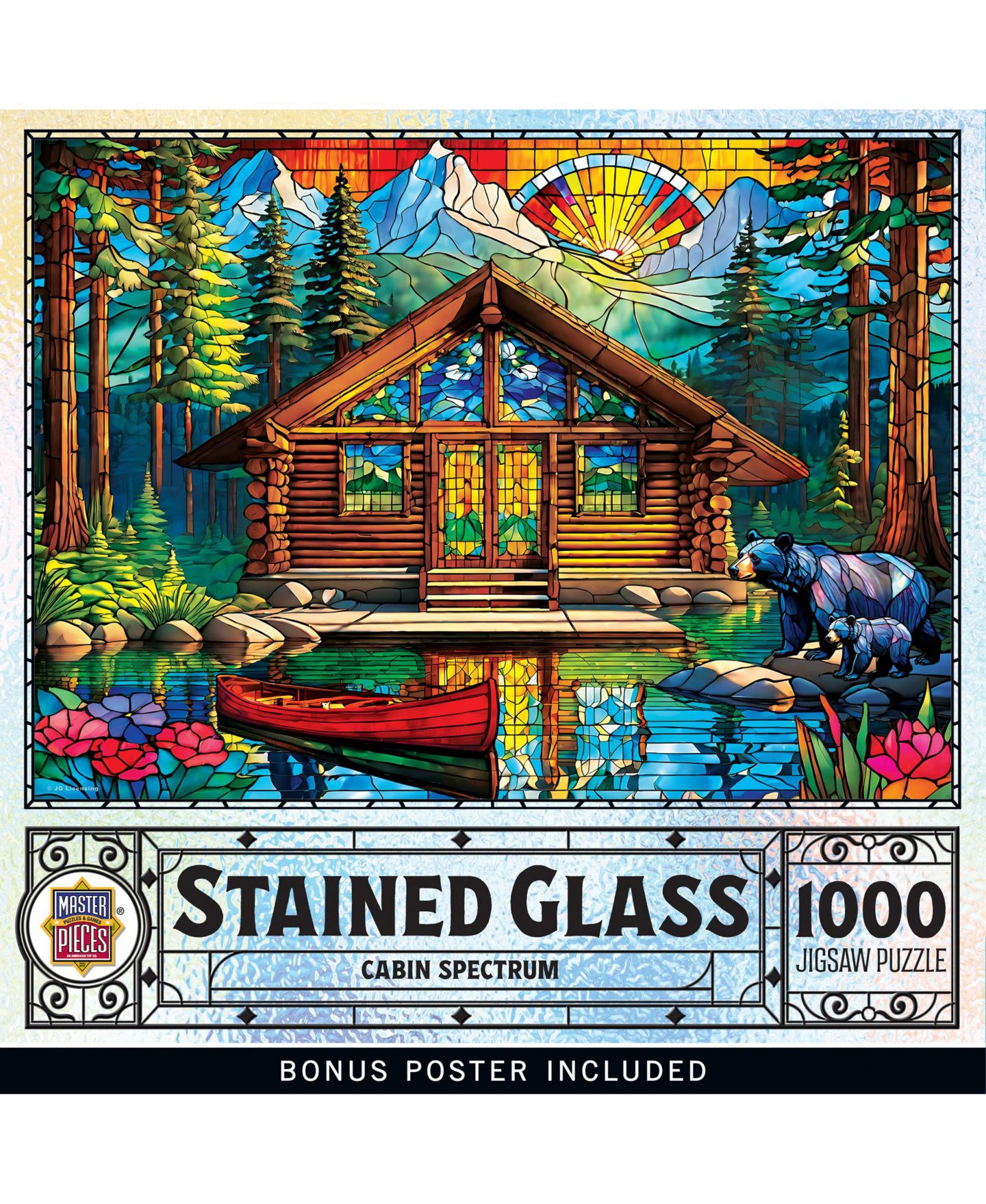 Детский пазл MasterPieces Puzzles Stained Glass Cabin Spectrum 1000-Piece Puzzle, от 14 лет — фото 1