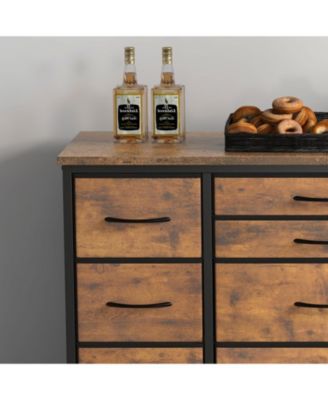 Dresser for Bedroom 55''TV Stand with Power Outlet & LED Wide Dresser with 10 Large Drawers