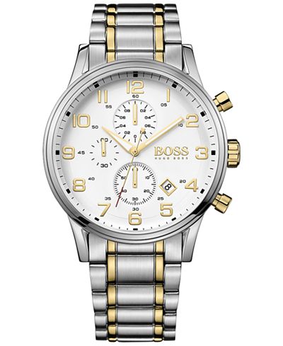 BOSS Hugo Boss Men's Chronograph Aeroliner Two-Tone Stainless Steel Bracelet Watch 44mm 1513236