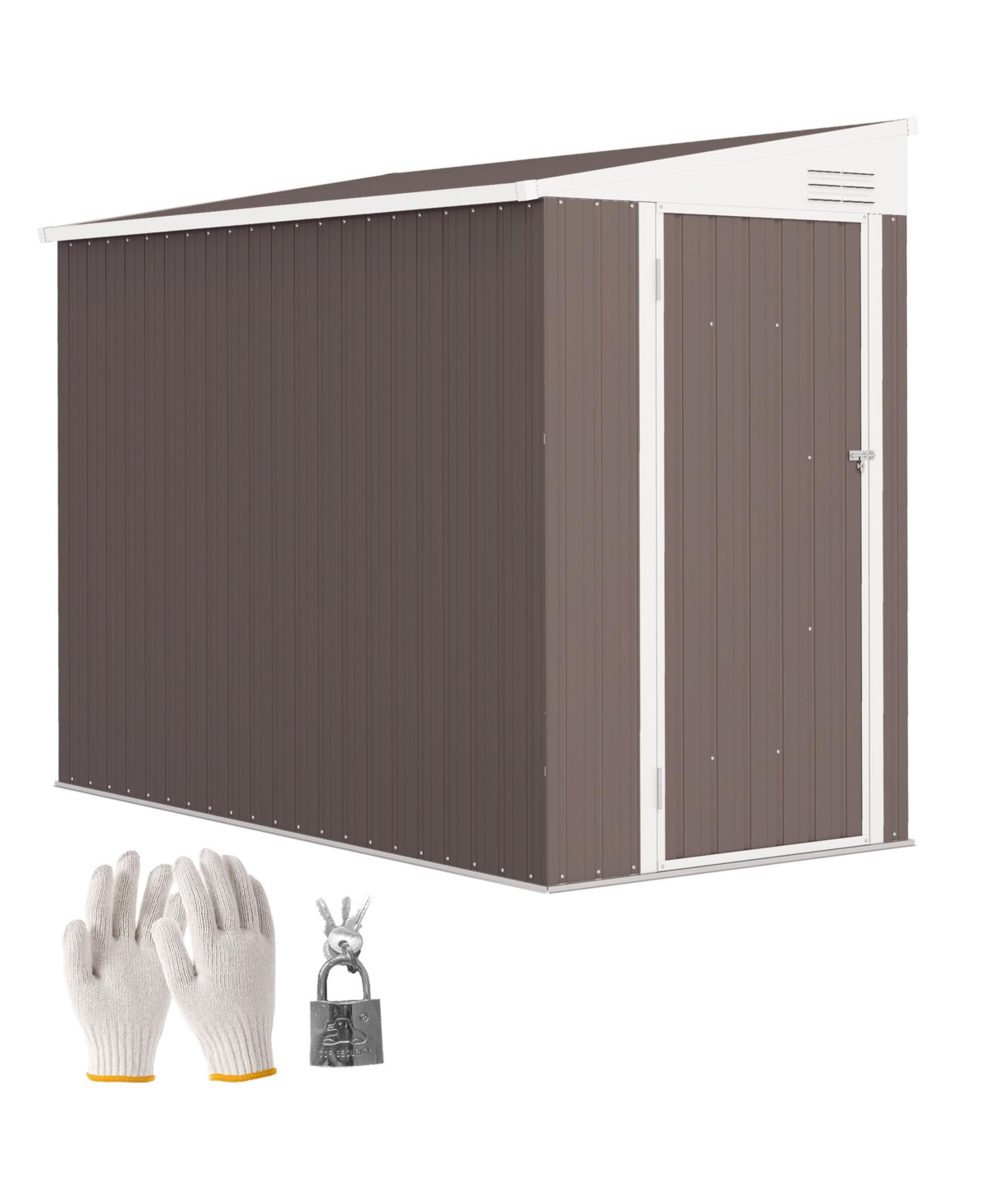 4' x 8' Storage Shed, Galvanized, Locking, Light - Brown