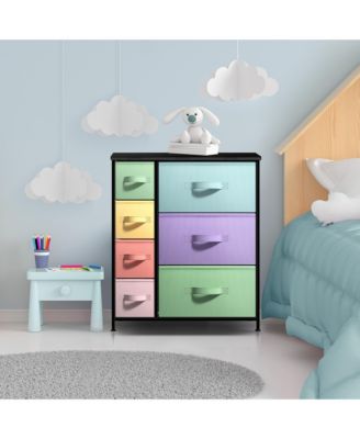 Dresser with 7 Drawers - Storage Chest Organizer with Steel Frame, Wood Top, Handles, Fabric Bins