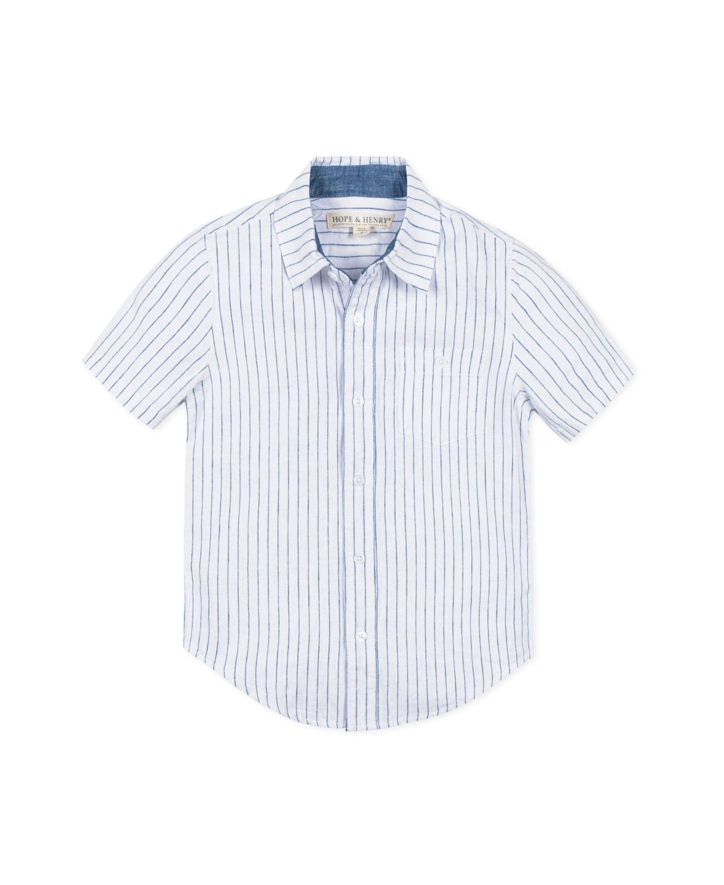 Рубашка Hope & Henry Linen Short Sleeve Button Down Shirt для мальчиков, цвет: Белый — фото 1