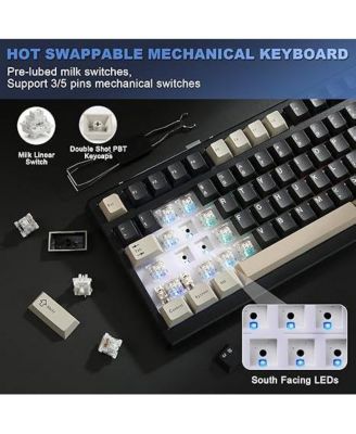 YZ98 Gasket Mechanical Keyboard 99 Key Hot Swappable BT5.0/2.4G/USB-C Wireless Gaming with 5-Layer Sound Padding NKRO 98% Layout with RGB for Linux/Win/Mac Milk Switch