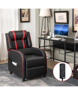 PU Leather Massage Gaming Recliner Chair with Side Pockets