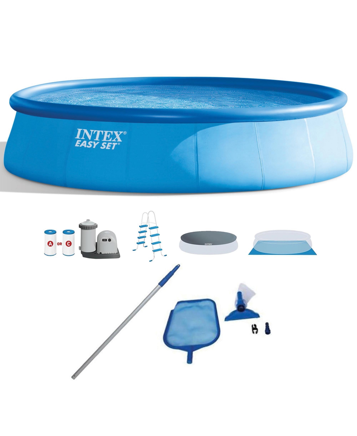 Round Above Ground Swimming Pool Set w/ Cleaning Maintenance Swimming Pool Kit