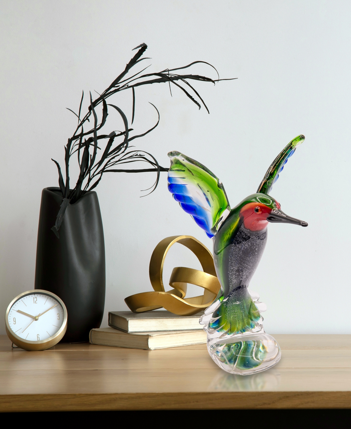 Dale Tiffany 10" Hummingbird Art Glass Figurine In Green