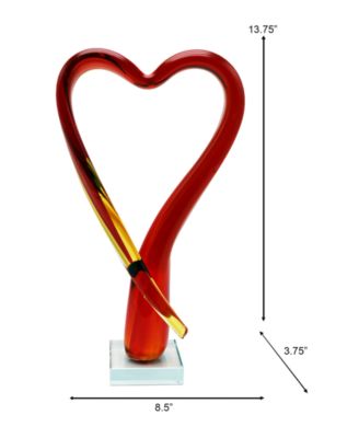 13.75" Opus Heart Art Glass Sculpture