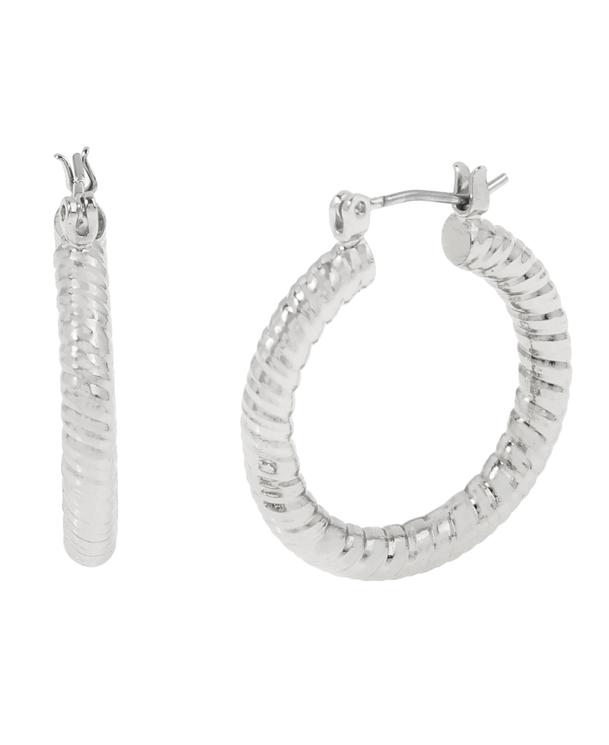 Textured Hoop Earrings - Silver
