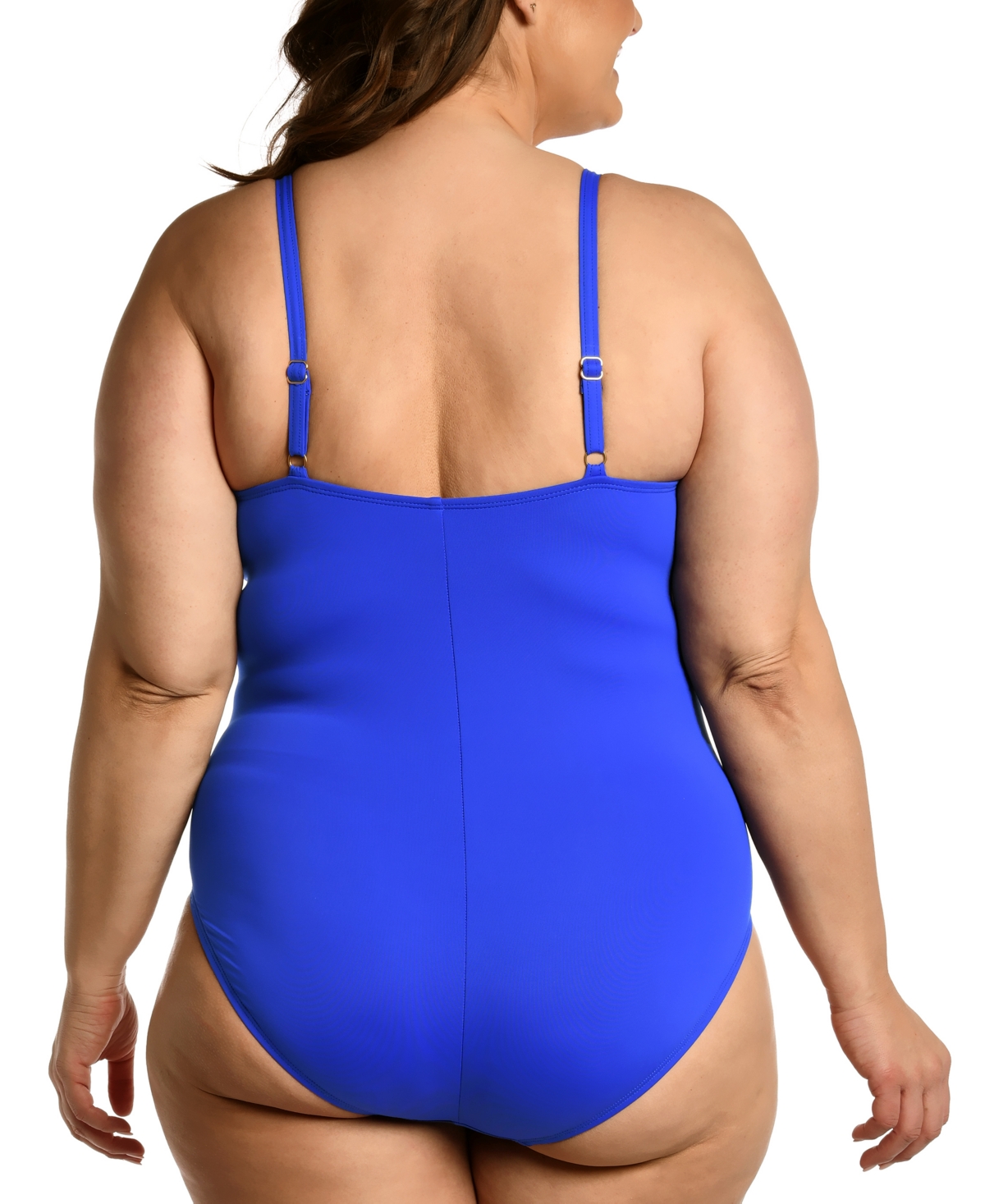 Shop La Blanca Plus Island Goddess Plus Lingerie Mio Tummy Control One-piece Swimsuit In Sapphire