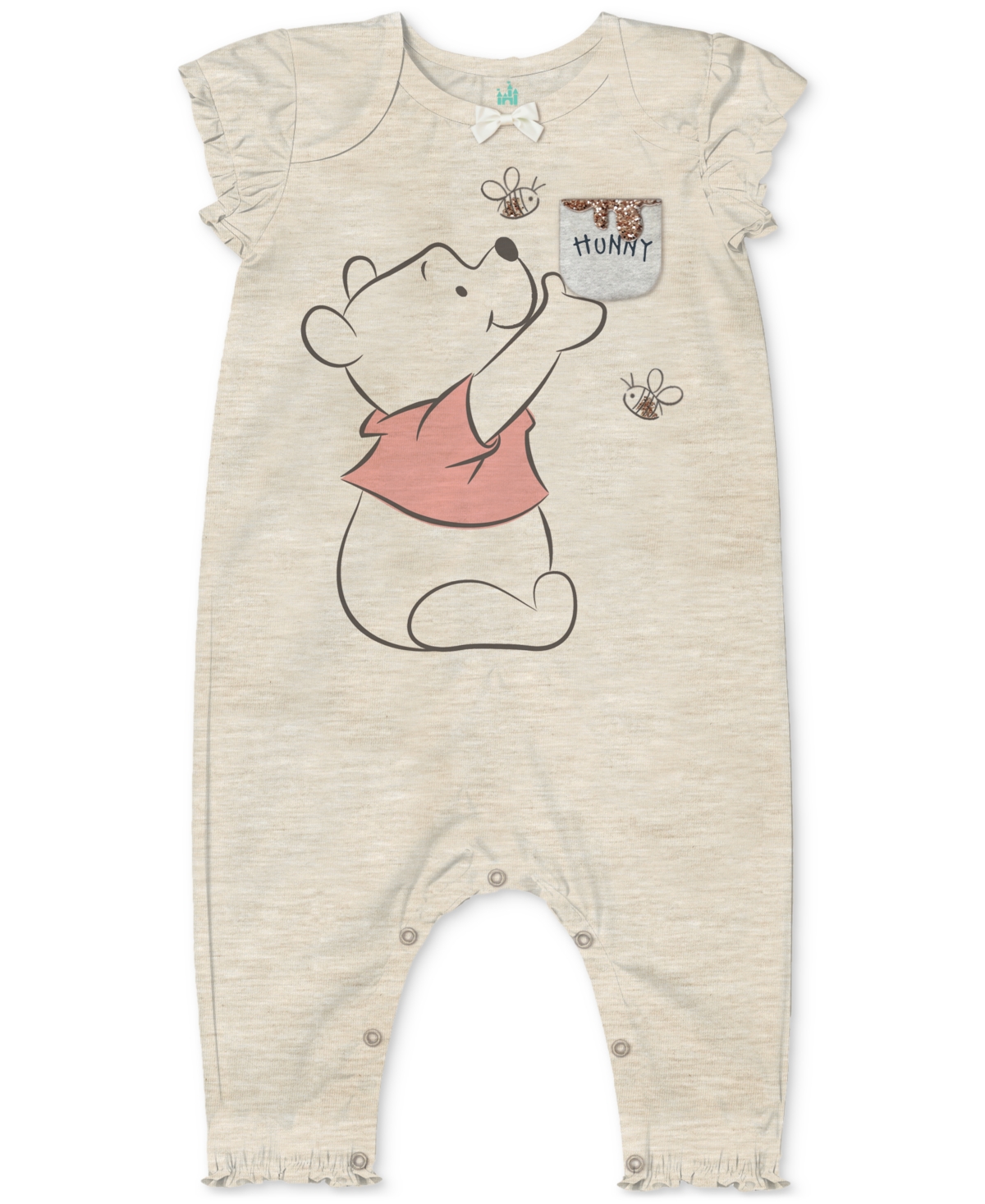 Disney Baby Winnie-the-pooh Long-sleeve Coverall & Short-sleeve Romper, 2 Pack In Light Gray
