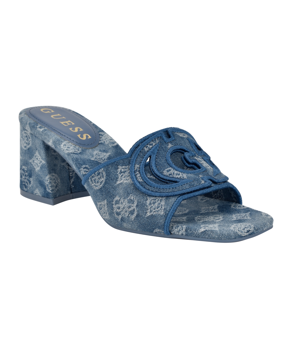 Guess Women's Galsee Quattro-g Cutout Block Heel Sandals In Blue