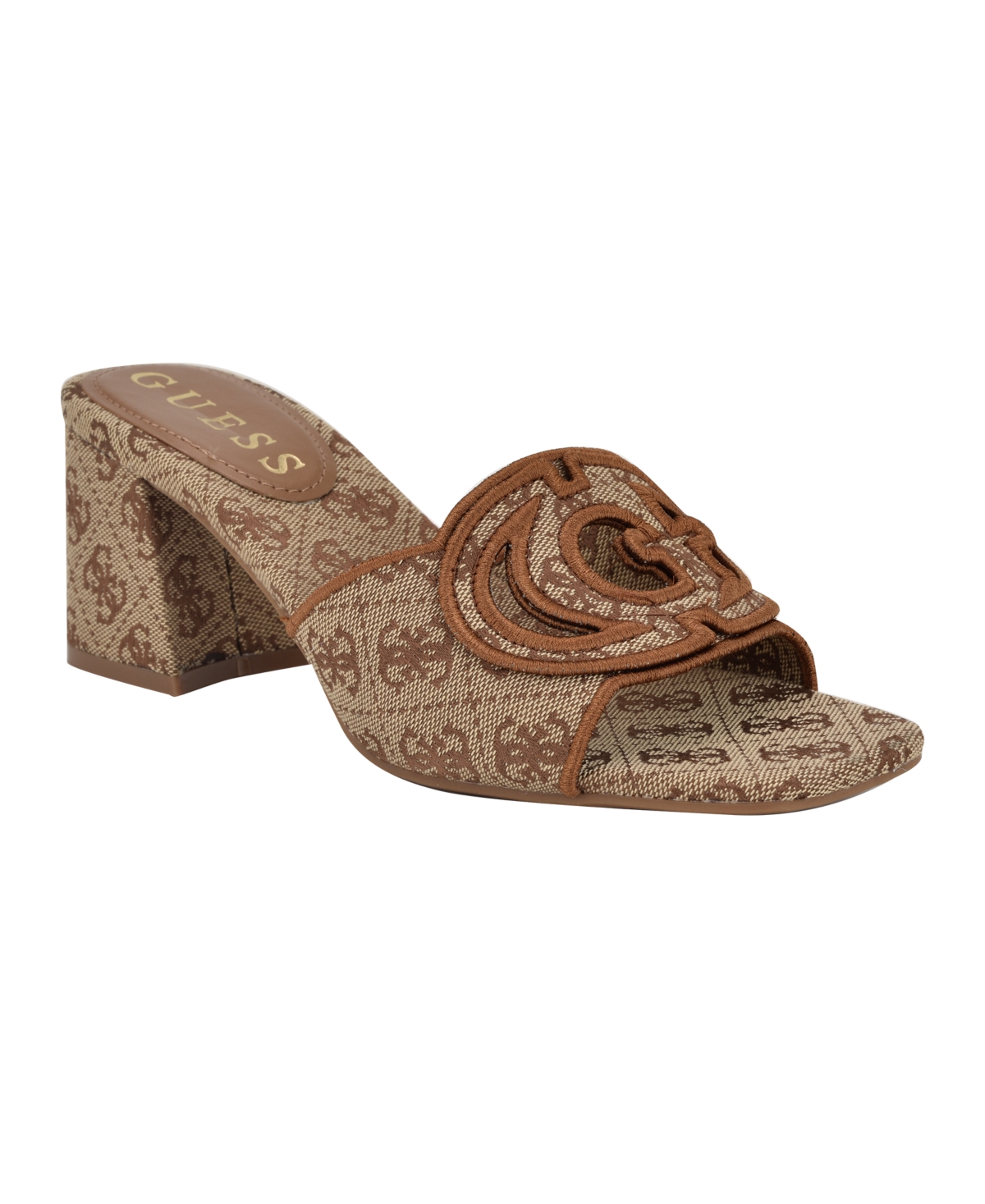 Guess Women's Galsee Quattro-g Cutout Block Heel Sandals In Brown