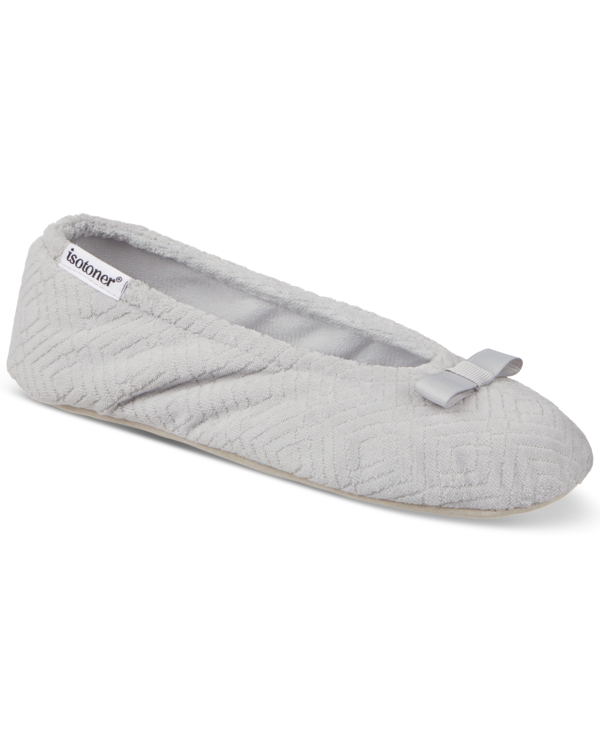 Women's Gemma Microterry Ballerina Slippers - Light Grey Heather