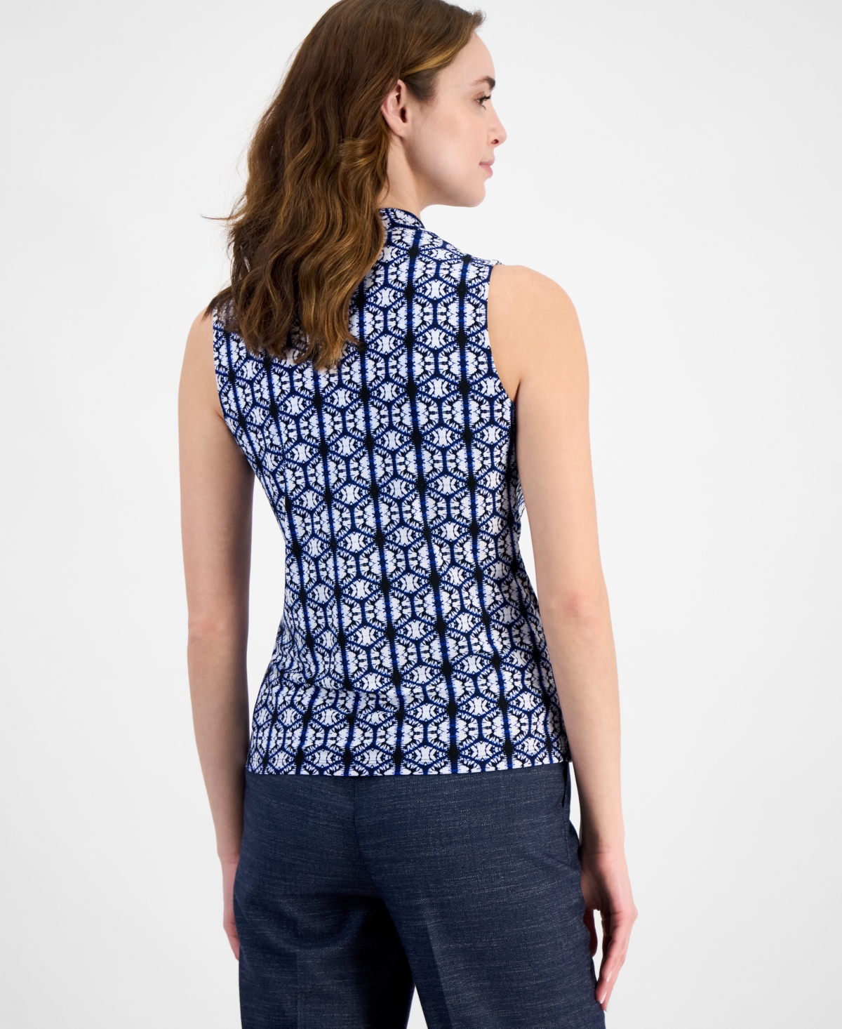 Anne Klein Shirred Surplice Blouse In Blue