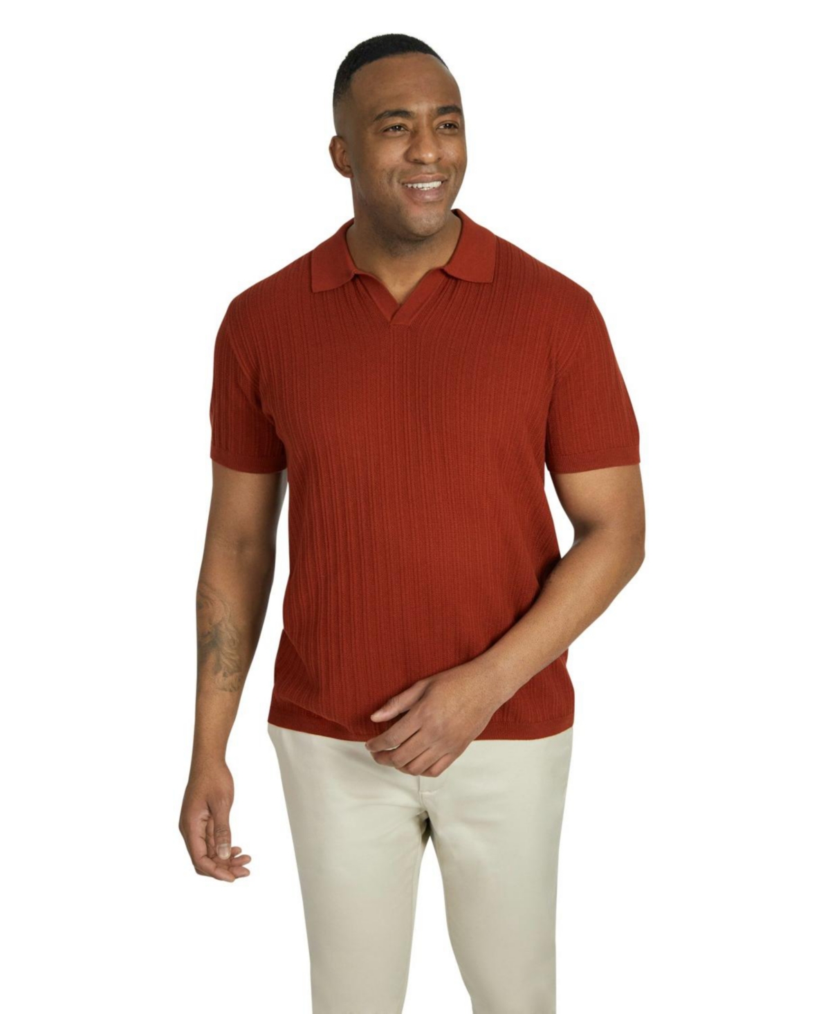 Men's Felix Knitted Polo - Terracotta
