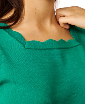 Women's Scalloped Short-Sleeve Sweater 