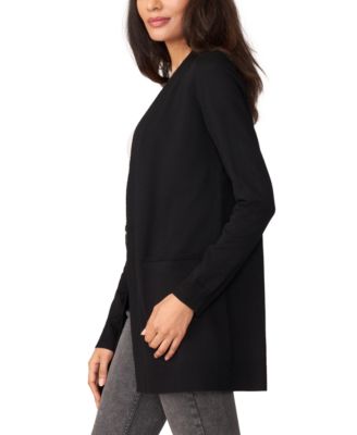 Women's Cable-Trim Open-Front Long Cardigan Sweater