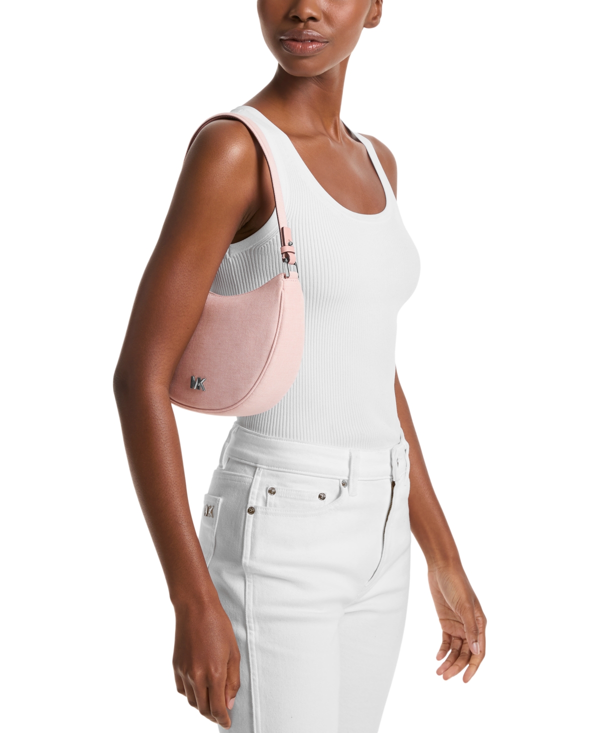 Michael Kors Michael  Kyla Small Hazy Blue Convertible Pouchette In Rosewater
