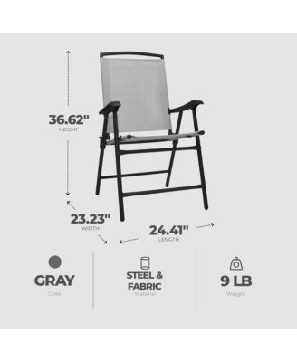 Sunny Isles Outdoor Folding Arm Chair Set, 4 Pack, Gray