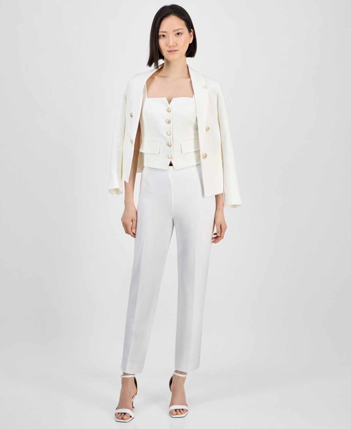 Shop Anne Klein Petite Pull-on Mid-rise Hollywood-waist Pants In Bright White
