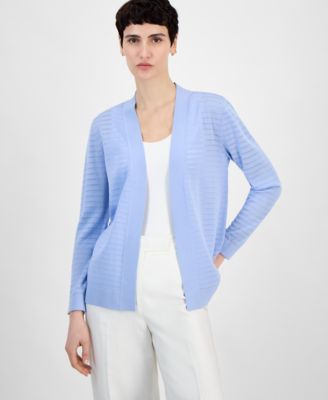 Anne Klein - Women's Shadow Stripe Open-Front Cardigan