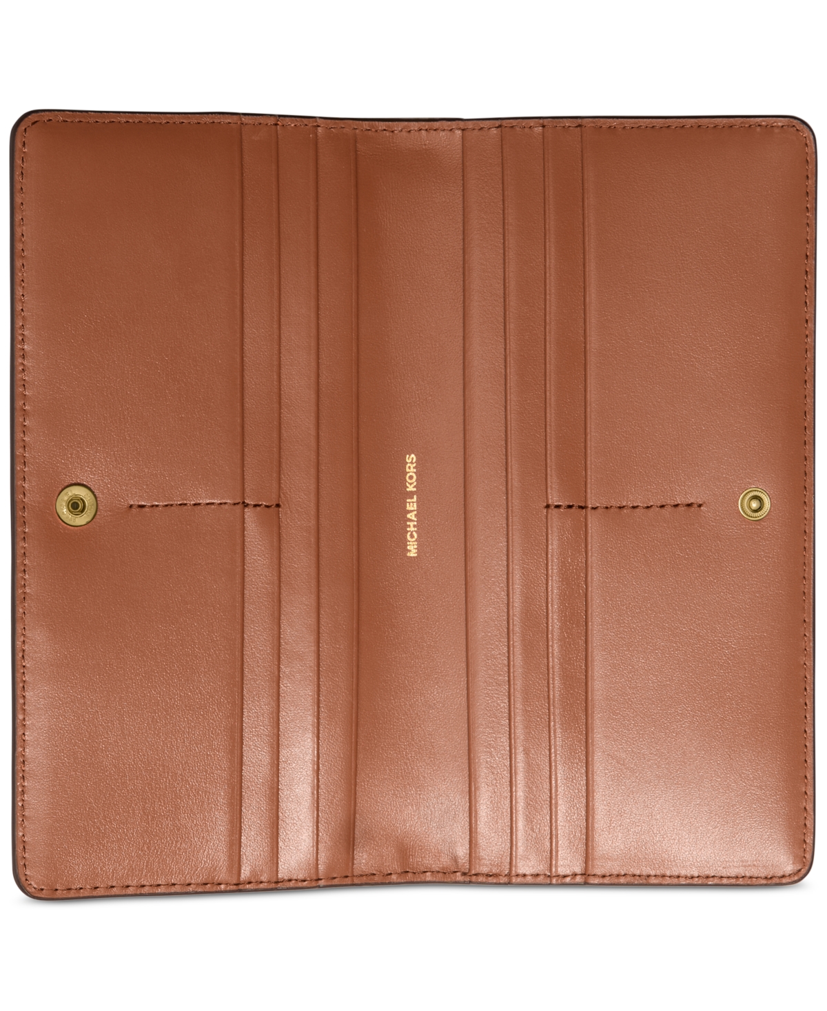 Michael Kors Michael  Bryant Large Slim Leather Snap Wallet In Luggage